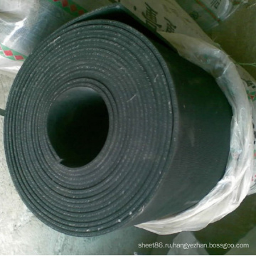 Высокое качество износостойкость черный резиновый лист рулон с тканью вставки